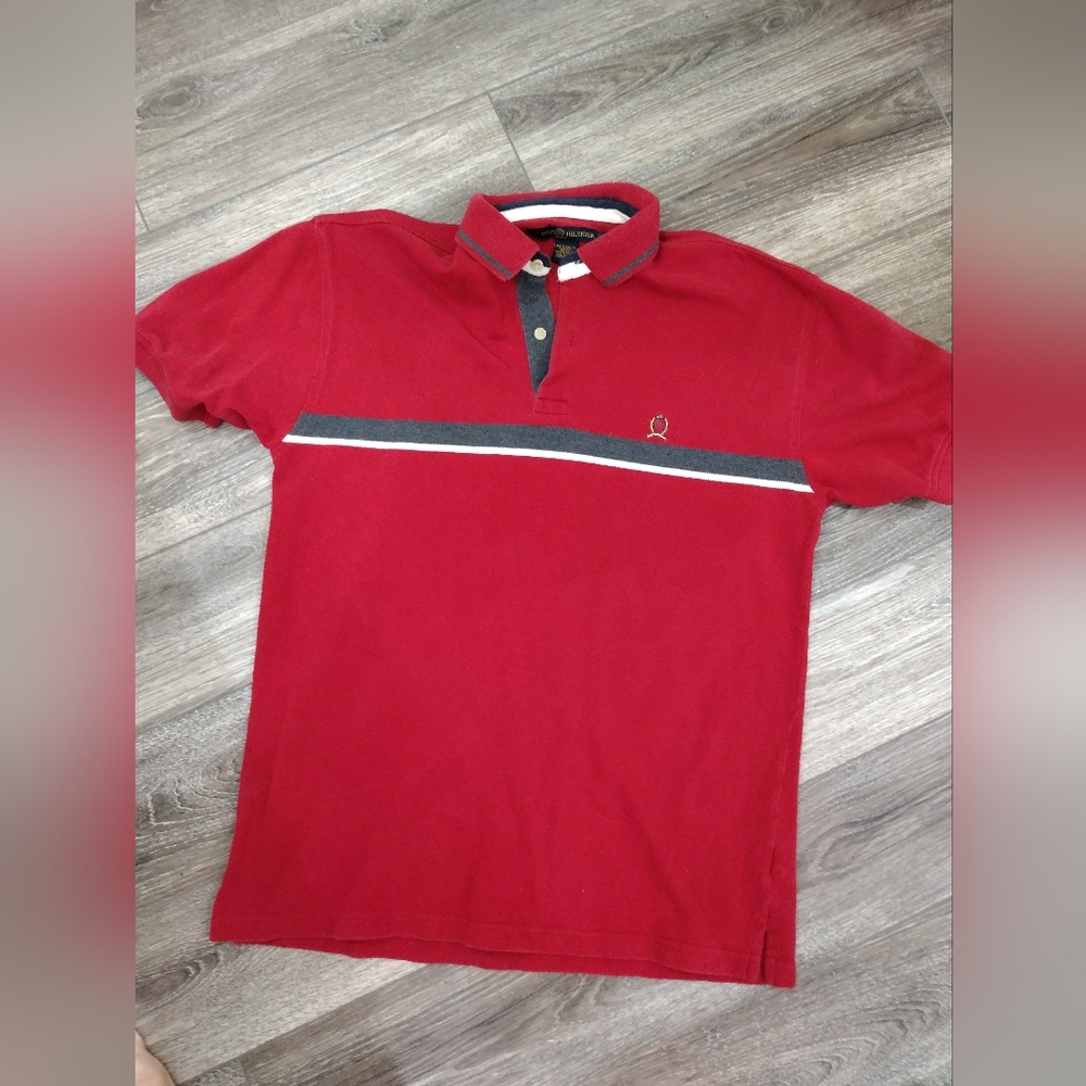 Tommy Hilfiger Men's Red Polo Shirt Size Medium